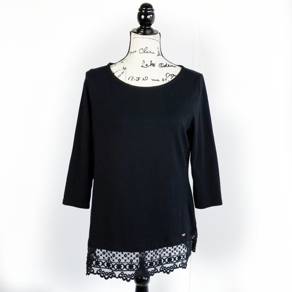 TOMMY HILFIGER▪Black 3/4 Sleeve T-shirt w/ lace